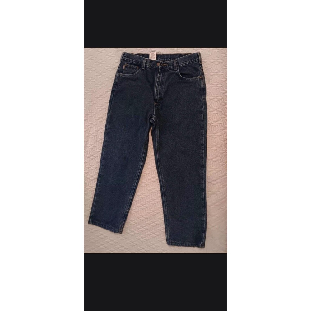 Carhartt B172 DST Relaxed Fit Flannel Lined Jeans Dark Stone 34x30 Mens Blue
